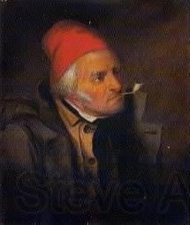 Cornelius Krieghoff 'Man With Red Hat and Pipe' Germany oil painting art